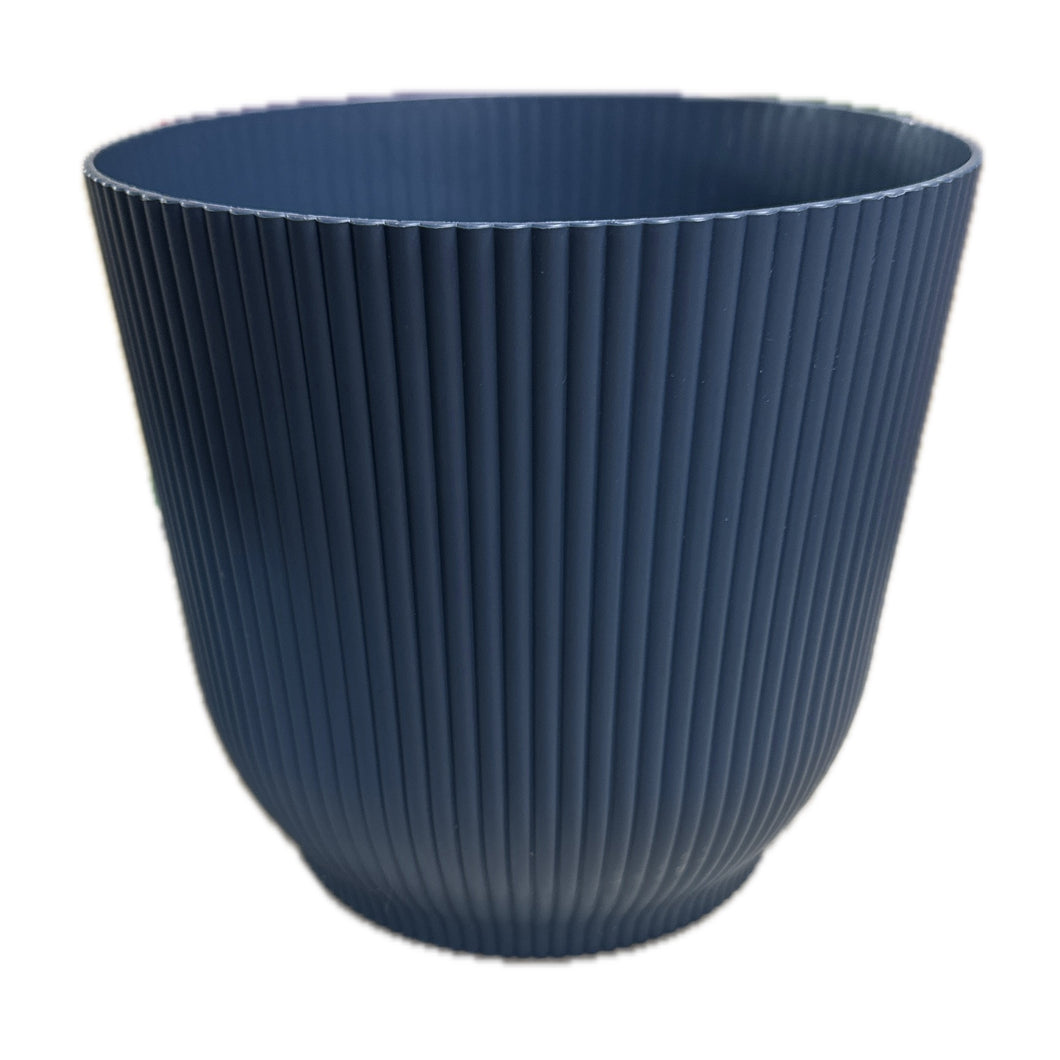 Vertical Stripe Cover Pot - Steel Blue