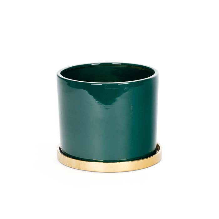 Pot Cylindrical Green/Gold