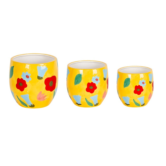 Yellow Red Blue Pot Ceramic