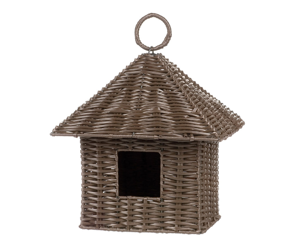 Bird House Resin Wicker Brown