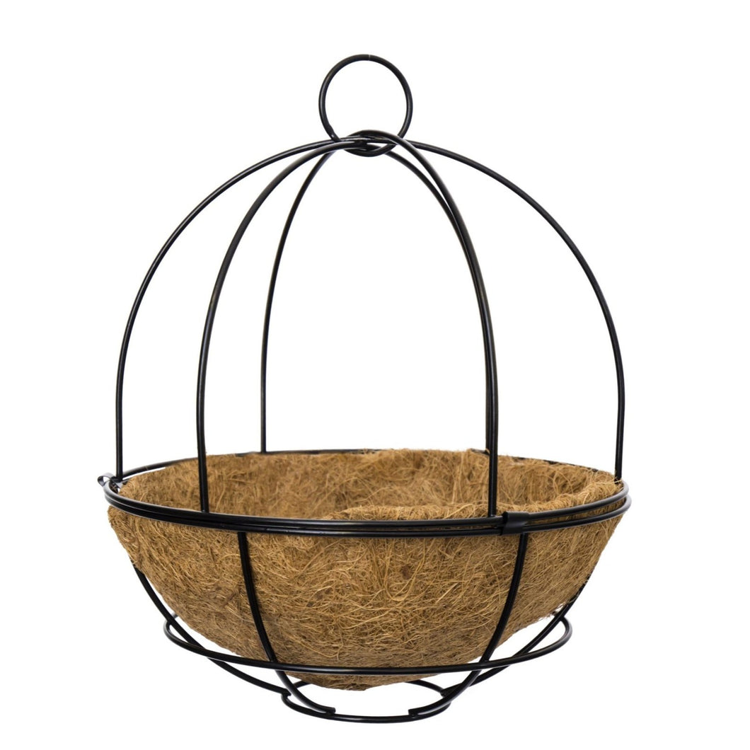 Basket Hanging Bird Cage with Liner Wire Black