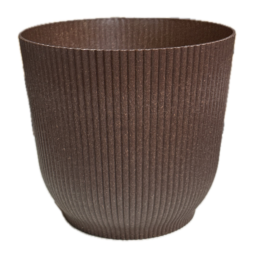 Vertical Stripe Cover Pot - Coffee