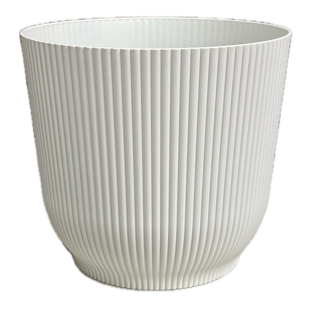 Vertical Stripe Cover Pot - White Grey