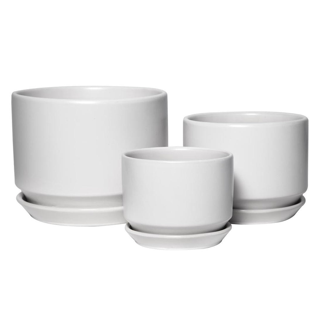 Anthea Bowl Pot with saucer - White