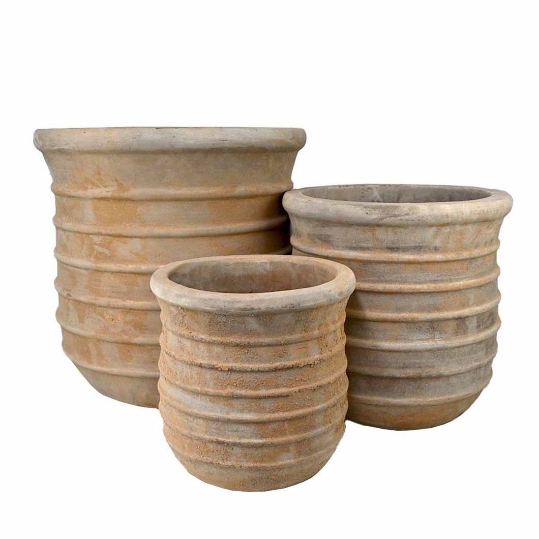 Antique Terracotta Ribbed Planter - Basalt