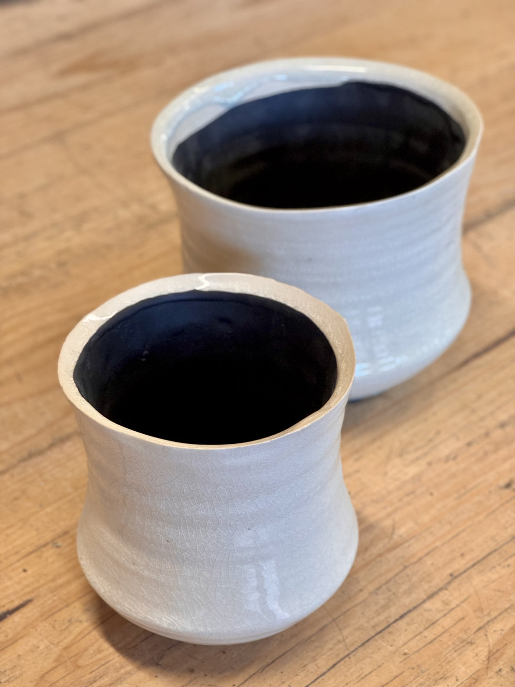 Tremargat Concave Ceramic Pots - White Pearl
