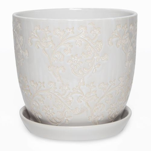 Floral Baroque Planter White