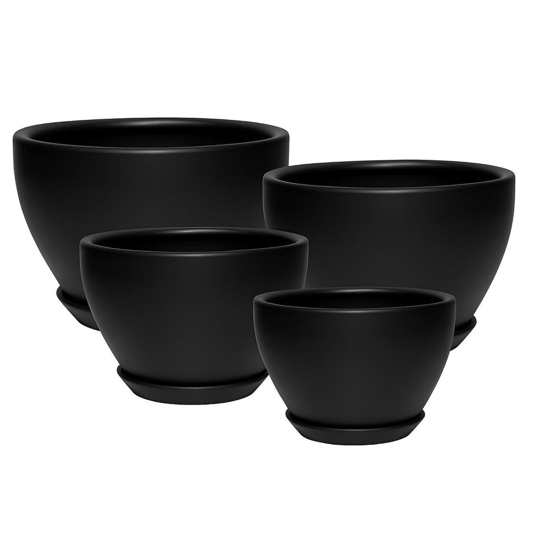 Millie Bowl Pot with saucer - Black