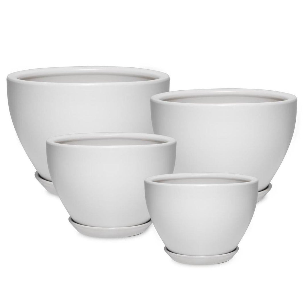 Millie Bowl Pot with saucer - White