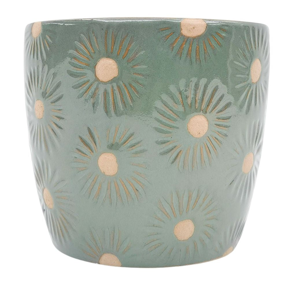 Embossed Daisy Planter Turquoise
