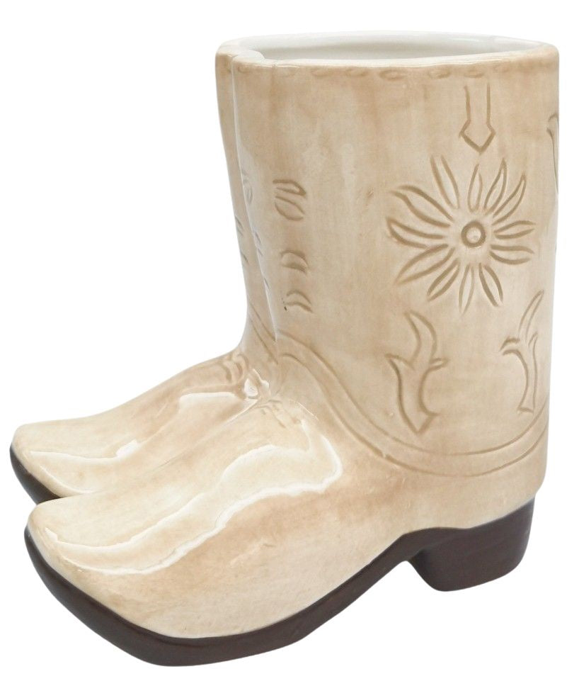 Cowboy Boots Planter Tan