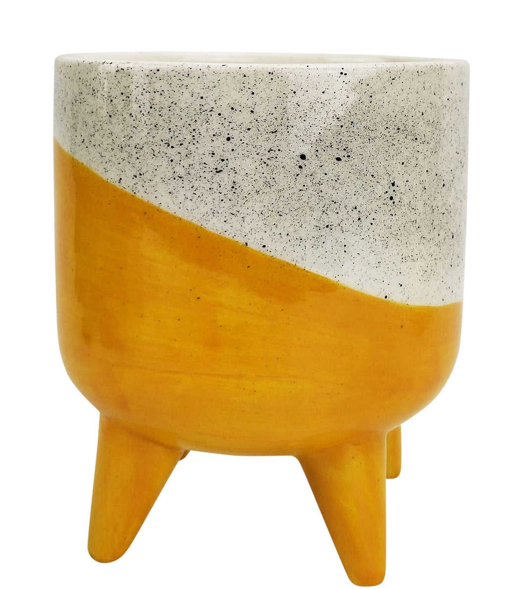 Avery Dot Planter with Legs Yellow