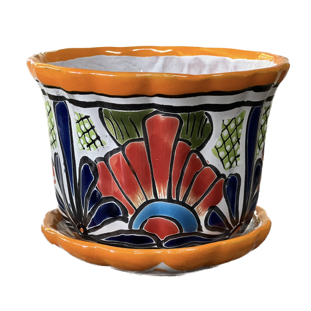Talavera Planter with Saucer Attached 15cm