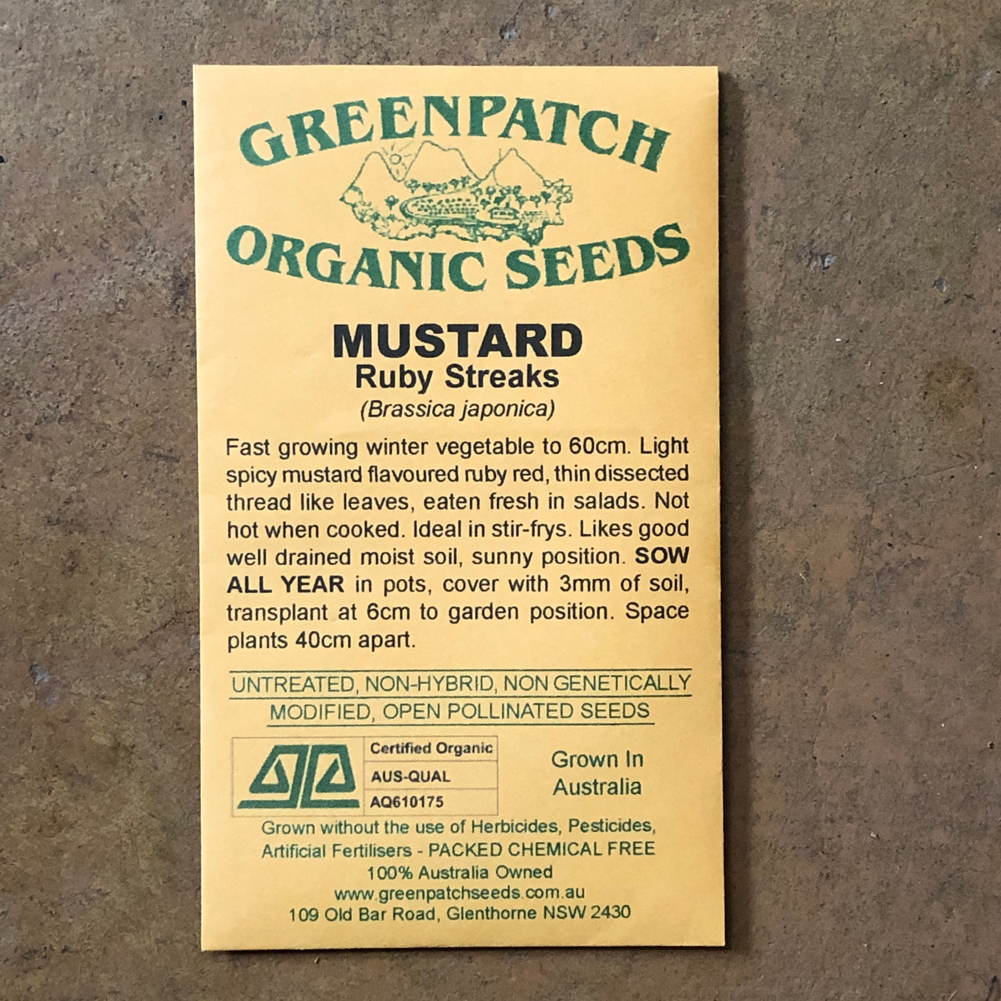 Mustard 'Ruby Streaks' - Greenpatch Seeds – Northcote Nursery