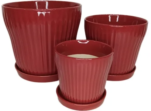 Akira Banded Pot Red