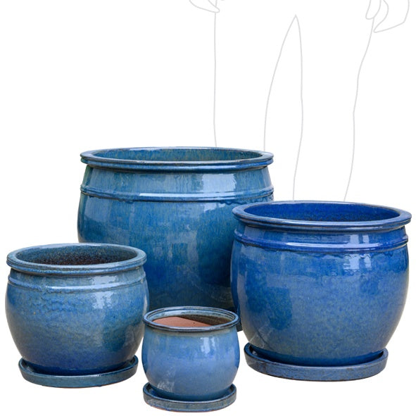 Magnum Planter & Saucer - Blue Mood