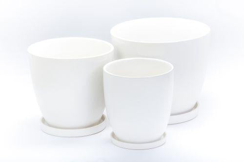 Matte White Pot with Saucer