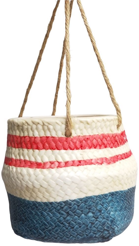 Basket Planter - Blue/Red